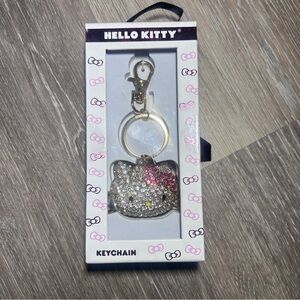 ✨ Hello Kitty Rhinestone Keychain – Glitter Face, Pink Bow, Gold Hardware